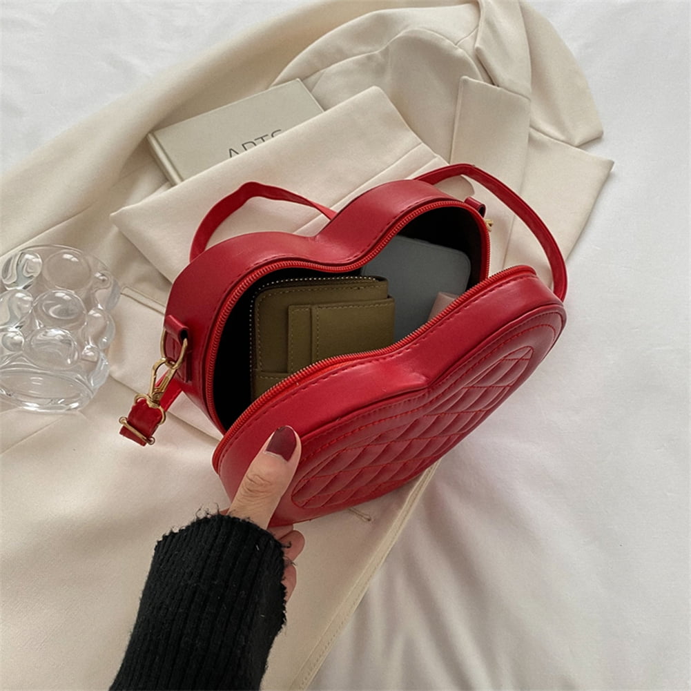 YOUI-GIFTS Heart Shaped Purse Plush PU Velvet Shoulder Bag Handbag  Crossbody Bag with Chain Clutch Evening Bag for Women - Walmart.com